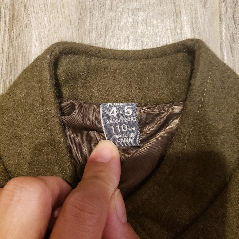 Zara girls olive green military peacoat - Picture 2 of 4